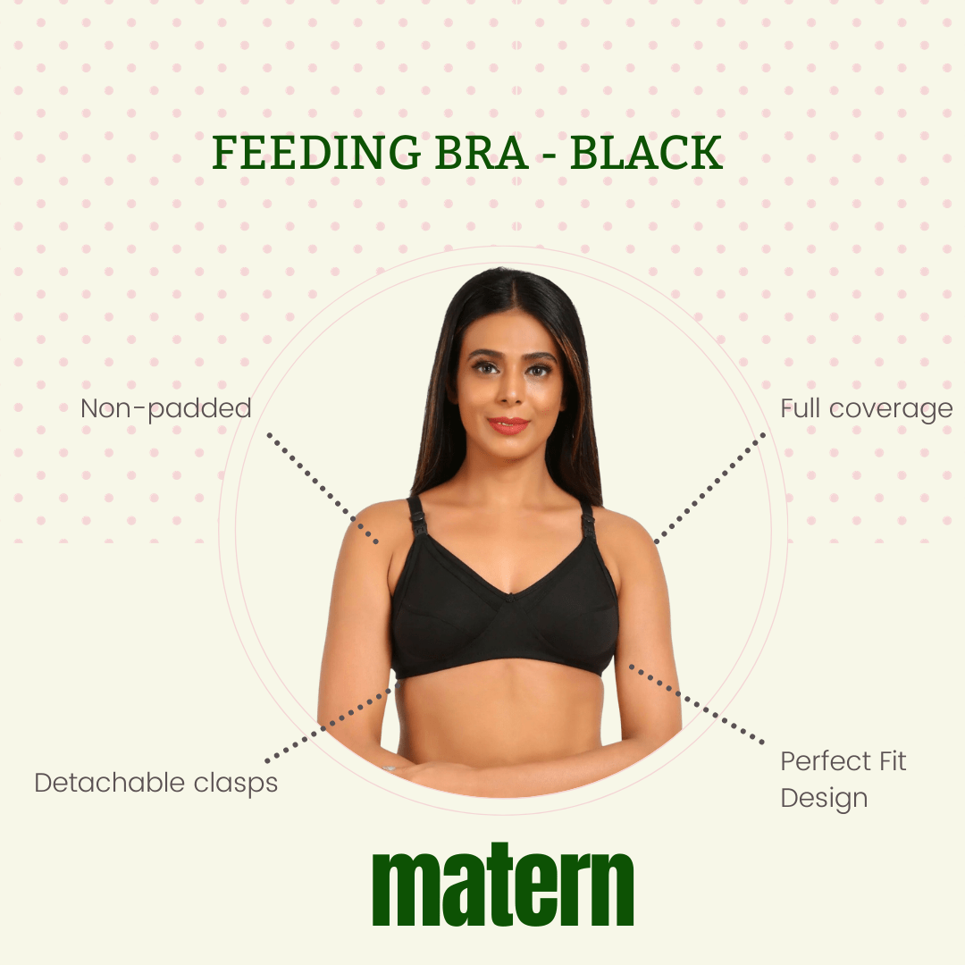 Best Maternity Bra - Full Coverage - Non Padded - Cotton Blend - Black  Colour