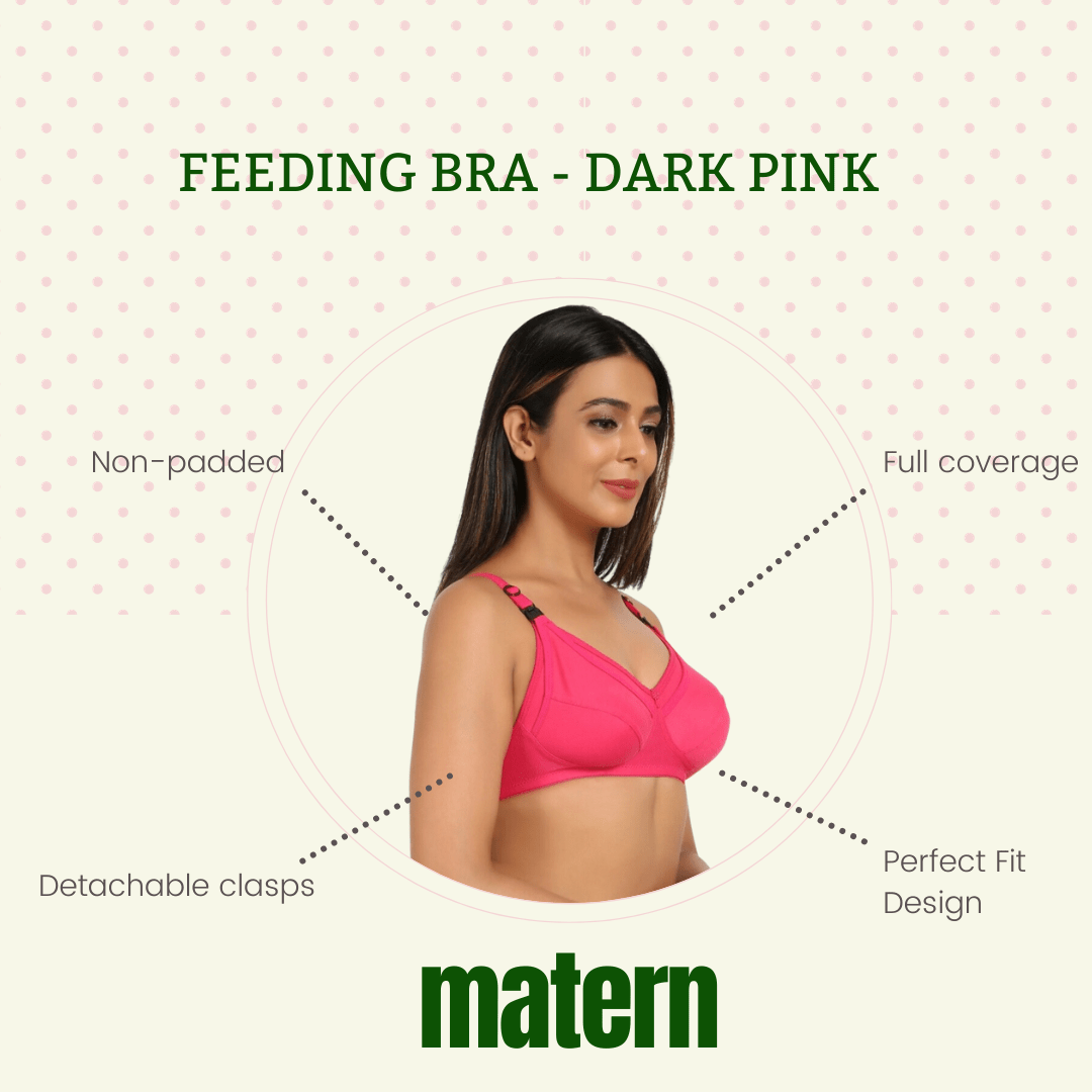 Best Maternity Bra - Full Coverage - Non Padded - Cotton Blend - Dark Pink  Colour